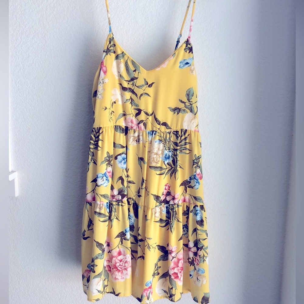 The Sun is Shining Floral Babydoll Dress Yellow-Size Small